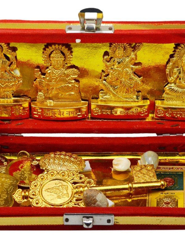 Brass Sri Dhan Laxmi -Kuber Bhandari Yantra (Gold) - BrahmatellsStore