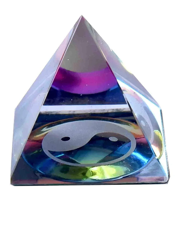 Crystal Yin-Yang Pyramid for Peace, Prosperity and Good Fortune - BrahmatellsStore
