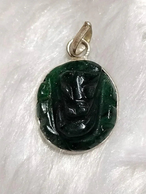 Green Jade Ganesha Healing Pendant for Serenity & Protection | Brahmatells - BrahmatellsStore