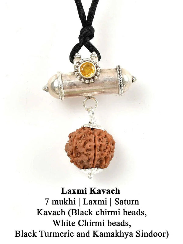 Laxmi Kavach Pendant with 7 Mukhi Rudraksha | Brahmatells - BrahmatellsStore