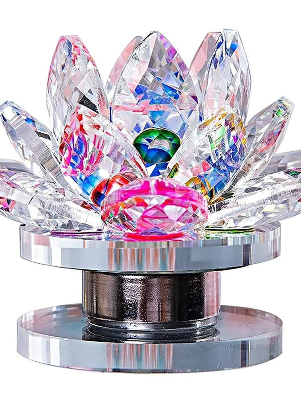 Multicolor Crystal Lotus with Rotating Stand | Brahmatells - BrahmatellsStore