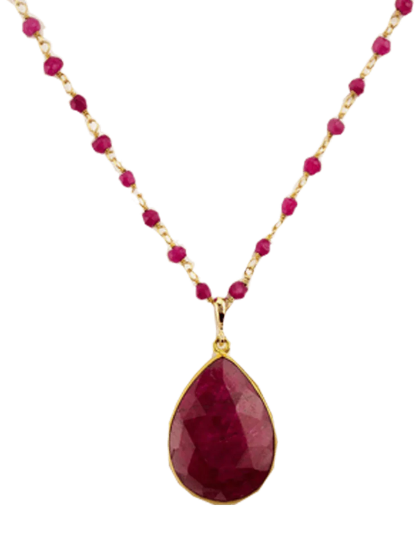 Natural Pear-Drop Ruby Manak Pendant - Unleash Your Power | Brahmatells - BrahmatellsStore