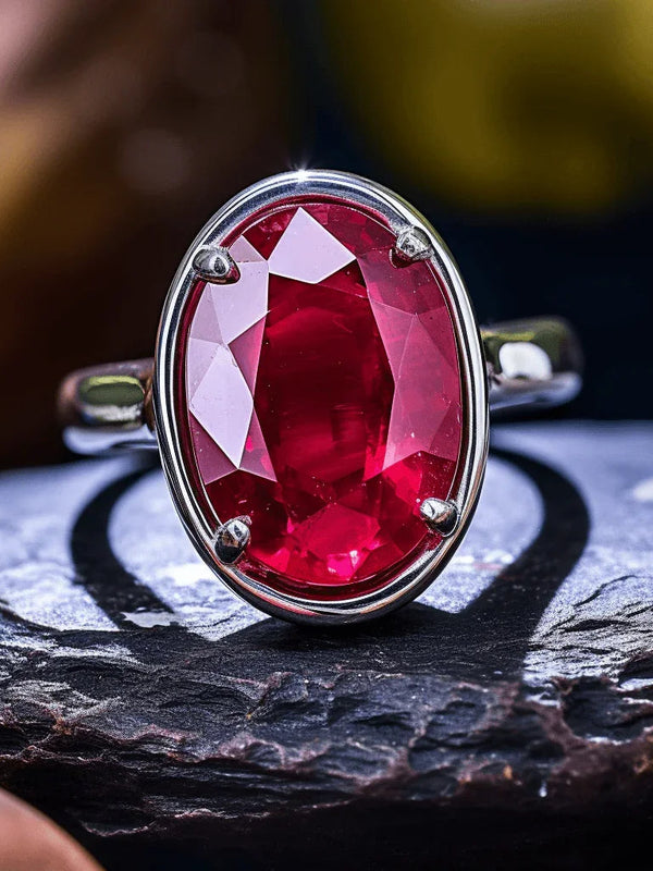 Radiant Wine-Red Ruby Manak Ring - Embrace the Sun's Power | Brahmatells - BrahmatellsStore