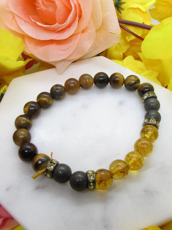 Success bracelet: Citrine, Pyrite and Tiger Eye - BrahmatellsStore