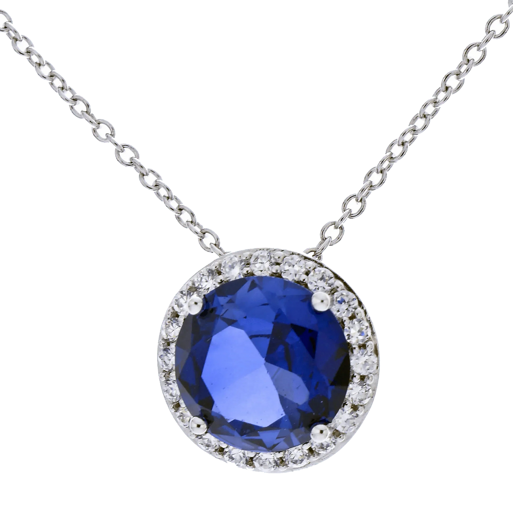 Blue Sapphire Round Pendant - Saturn's Elegance | Brahmatells - BrahmatellsStore