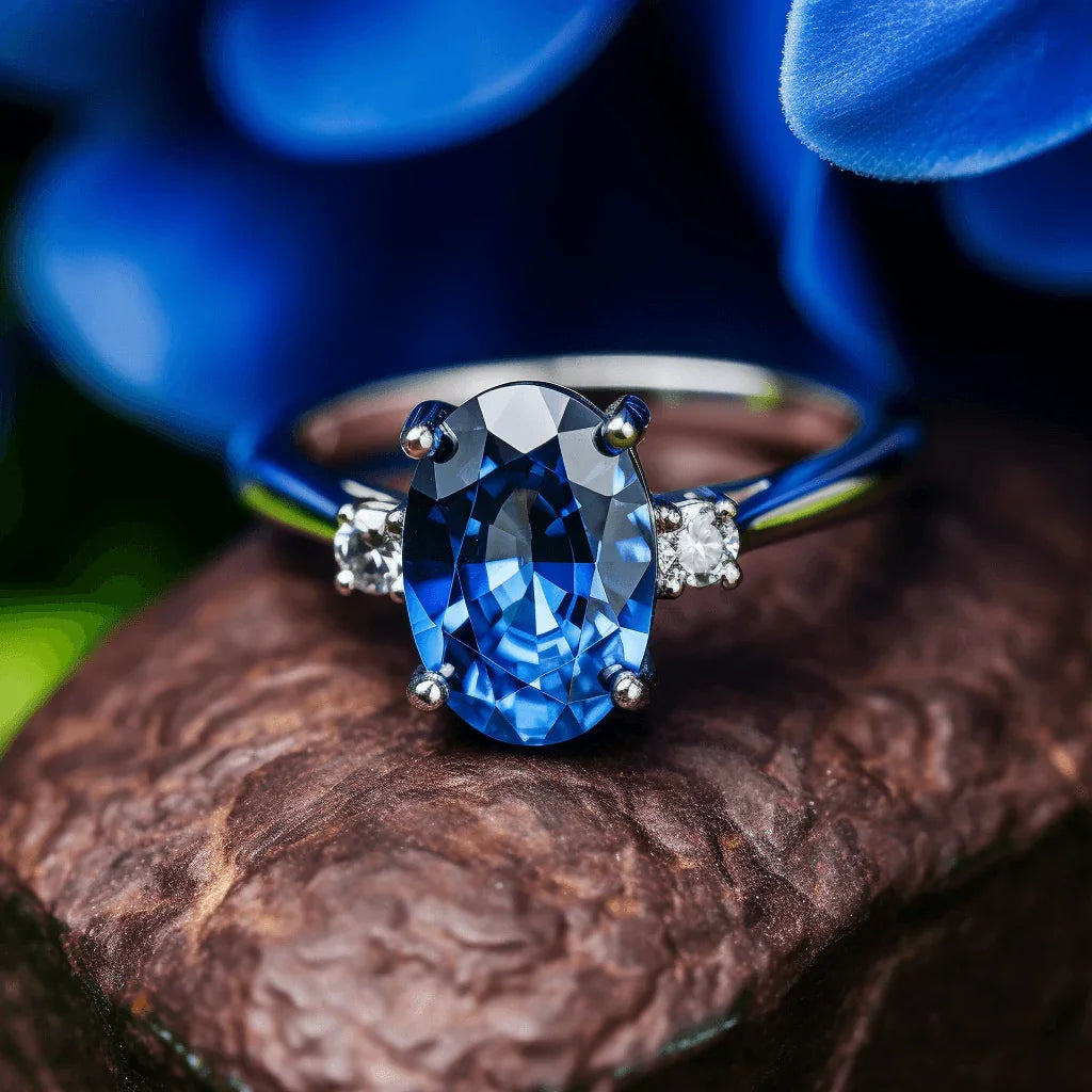 Blue Sapphire Soft-Edge Ring - Saturn's Gentle Touch | Brahmatells - BrahmatellsStore