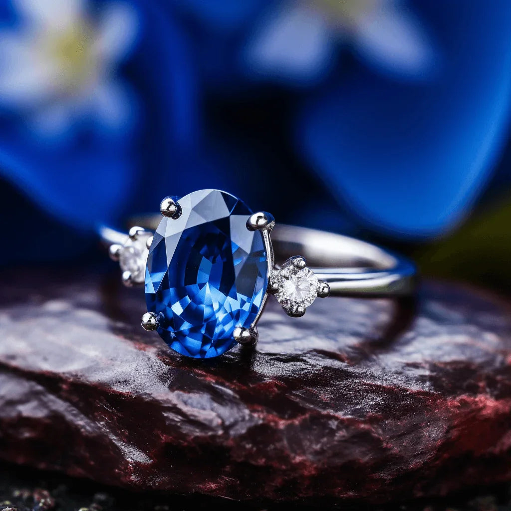 Blue Sapphire Square Ring - Saturn's Strength | Brahmatells - BrahmatellsStore