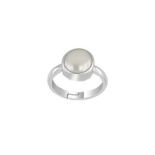Elegant Pearl White Ring in Silver - Lunar Elegance | Brahmatells - BrahmatellsStore