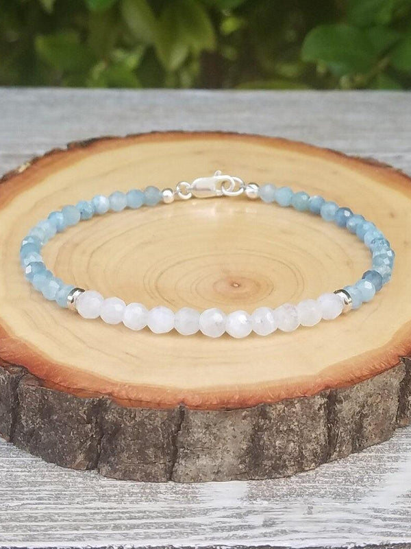 Moonstone & Aquamarine Calming Bracelet - BrahmatellsStore