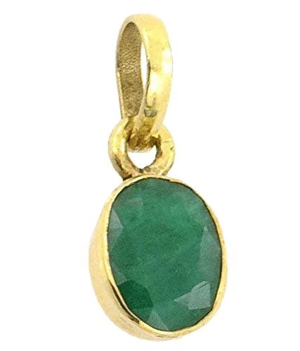 Natural Green Emerald Oval Pendant - Panna's Radiance | Brahmatells - BrahmatellsStore