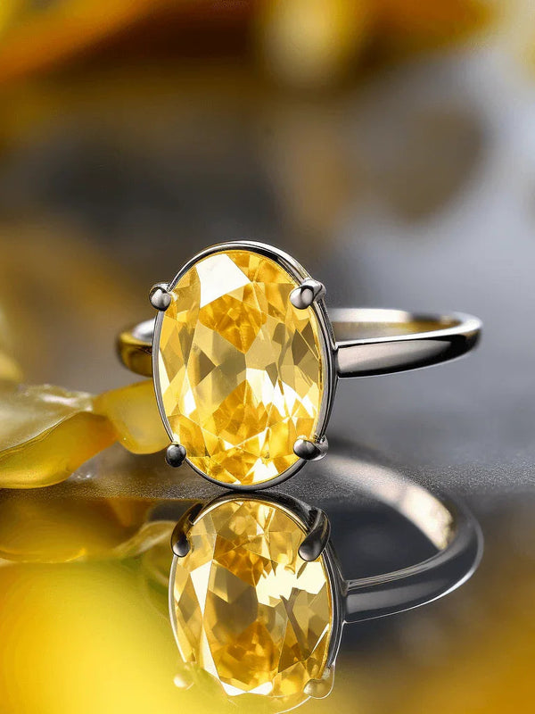 Oval Golden Yellow Sapphire (Pukhraj) Ring - Jupiter's Blessing | Brahmatells - BrahmatellsStore