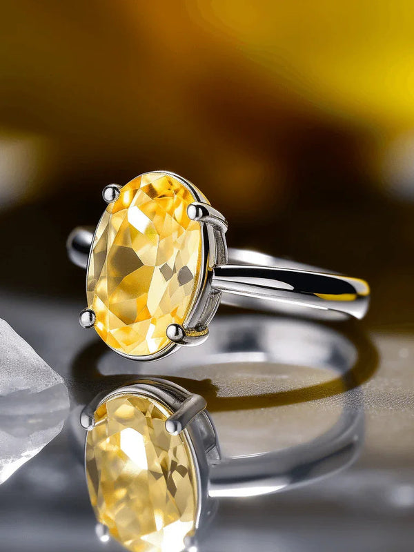 Oval Yellow Sapphire (Pukhraj) Ring - Jupiter's Radiance | Brahmatells - BrahmatellsStore