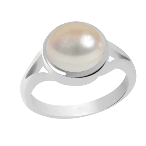 Pearl cream rose-light-ring silver BTP114RSM - BrahmatellsStore