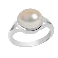 Pearl cream rose-light-ring silver BTP114RSM - BrahmatellsStore