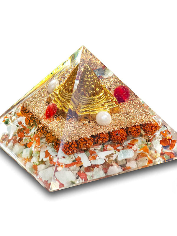 Shree Shri Yantra Pyramid for Wealth and Prosperity, Healing Removing Negativity Positive Energy Vaastu and Feng Shui Stone - BrahmatellsStore